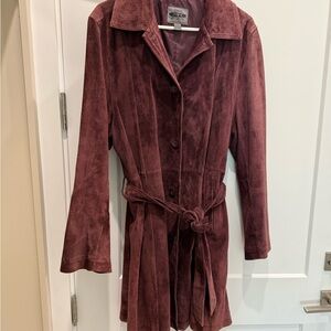A. Bernardo Suede Leather Trench Coat / Jacket - XL